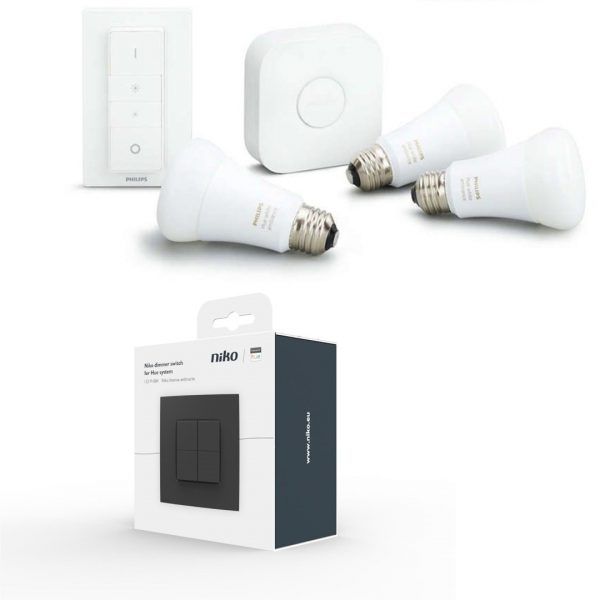 Niko lysdæmper Antracit & Philips Hue White Ambience Starter Kit