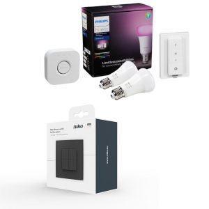 Niko lysdæmper Antracit & Philips Hue White+Colour Ambience Starter Kit