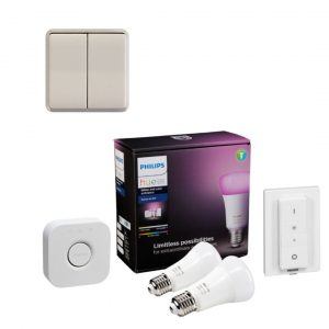 Niko lysdæmper & Philips Hue White+Colour Ambience Starter Kit