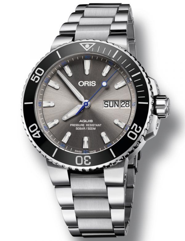 ORIS AQUIS BIG DAY DATE HAMMERHEAD automatik armbåndsur med lænke Limited Edition 1811/2000