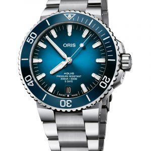 ORIS AQUIS DATE Calibre 400 herreur i stål med blå skive