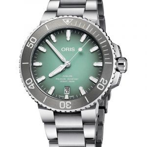ORIS AQUIS DATE automatik armbåndsur Ø 39,5 mm med grøn skive og lænke