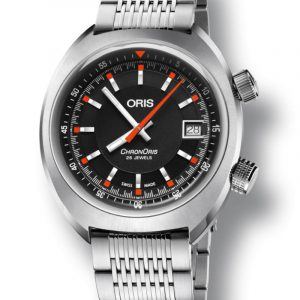 ORIS CHRONORIS DATE BLACK automatik armbåndsur i stål med sort skive og lænke