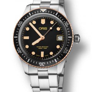 ORIS DIVERS HERRITAGE 65 BRONZE 36MM automatik armbåndsur med sort skive med lænke