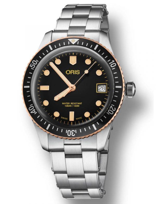 ORIS DIVERS HERRITAGE 65 BRONZE 36MM automatik armbåndsur med sort skive med lænke