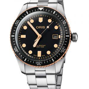 ORIS DIVERS HERRITAGE 65 BRONZE Ø 42 automatik armbåndsur med sort skive og lænke