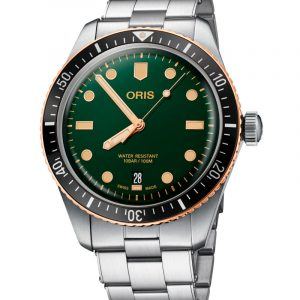 ORIS DIVERS HERRITAGE 65 BRONZE Ø40 automatik armbåndsur med grøn skive og lænke