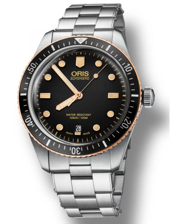 ORIS DIVERS HERRITAGE 65 BRONZE Ø40 automatik armbåndsur med sort skive med lænke