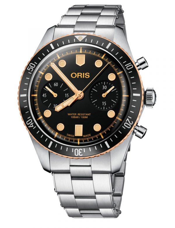 ORIS DIVERS HERRITAGE 65 BRONZE automatik chrono armbåndsur med sort skive med lænke