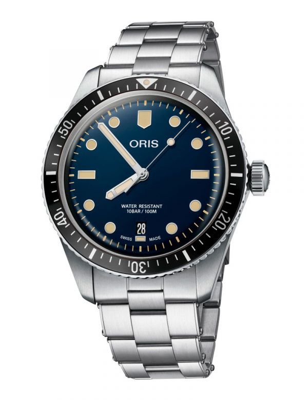 ORIS DIVERS HERRITAGE 65 Ø40 automatik armbåndsur med blå skive og lænke