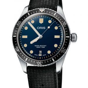 ORIS DIVERS HERRITAGE 65 Ø40 automatik armbåndsur med blå skive og sort gummirem