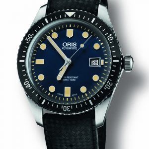 ORIS DIVERS HERRITAGE 65 automatik armbåndsur med blå skive med sort gummirem