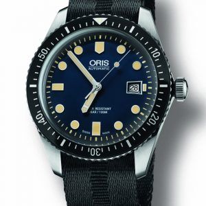 ORIS DIVERS HERRITAGE 65 automatik armbåndsur med blå skive med sort nylonrem