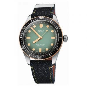 ORIS Divers 65 Momotaro X Editition herreur med grøn skive og denimrem