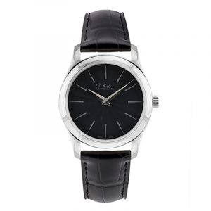 Ole Mathiesen 1919 Heritage Ø34 mm armbåndsur sort skive i stål med sort rem
