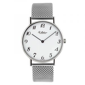 Ole Mathiesen Classic Ø35 mm armbåndsur hvid skive med stål lænke