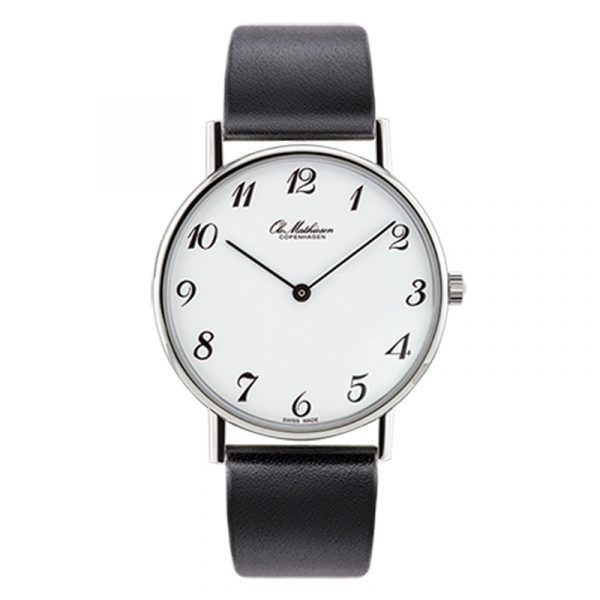 Ole Mathiesen Classic Ø35 mm armbåndsur hvid skive, stål