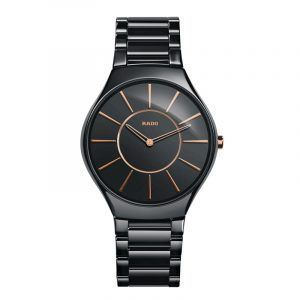 RADO True Thinline herreur i sort keramik med lænke