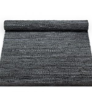 Rug Solid læder tæppe - 65x135 - Dark Grey