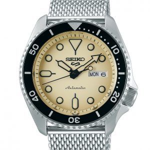 SEIKO 5 Sport herreur beige med meshlænke, automatic