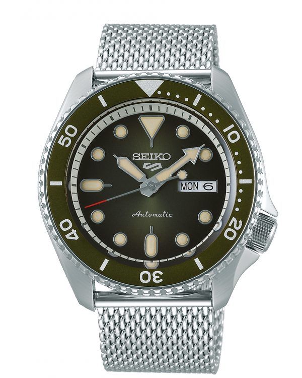 SEIKO 5 Sport herreur grøn med meshlænke, automatic