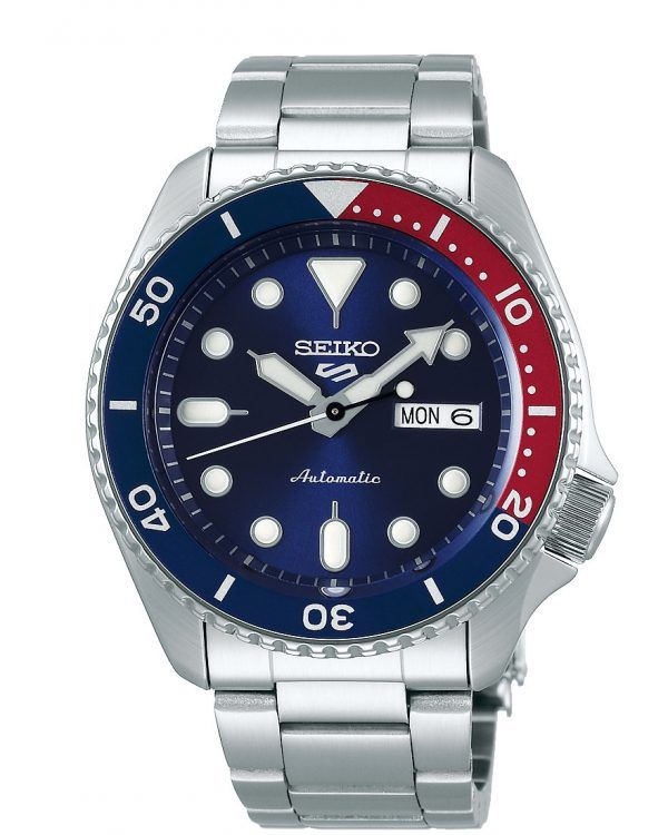 SEIKO 5 Sport herreur med lænke blå/rød