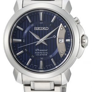 SEIKO Premier Perpetual calender armbåndsur med blå urskive