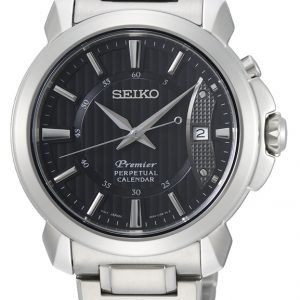 SEIKO Premier Perpetual calender armbåndsur med sort urskive