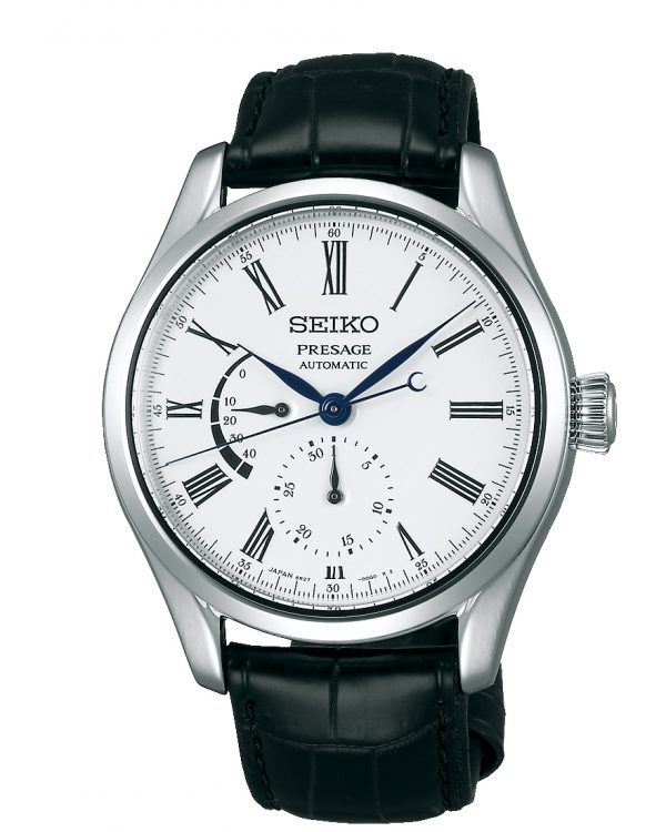 SEIKO Presage automatic armbåndsur, hvid urskive med gangreserve indikator