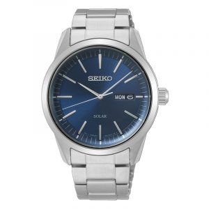 SEIKO Solar herreur blå urskive med lænke