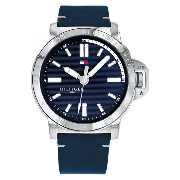 Tommy Hilfiger Diver armbåndsur i stål med sort rem og mørkeblå skive