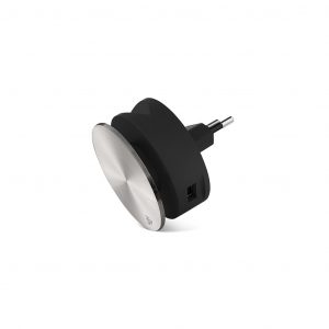 Usbepower AERO MINI Luxury Editon - dobbelt USB oplader m. iPhone stander & kabel holder - sølv