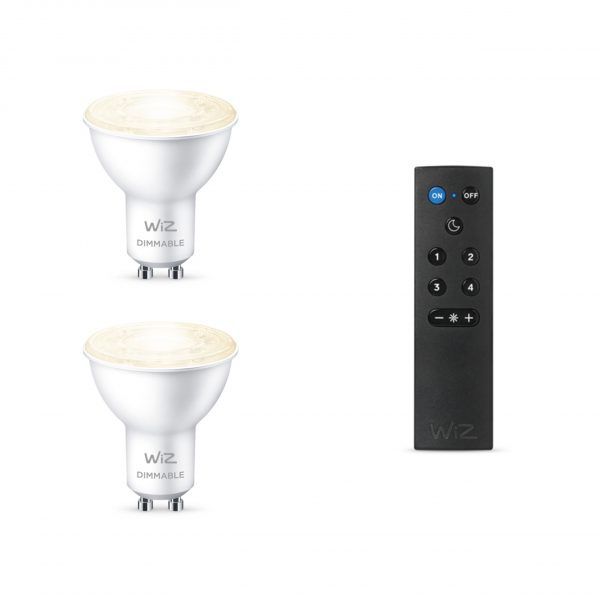 WiZ LED GU10 Pære Dæmpbar WW 5,5W + WiZmote Fjernbetjening