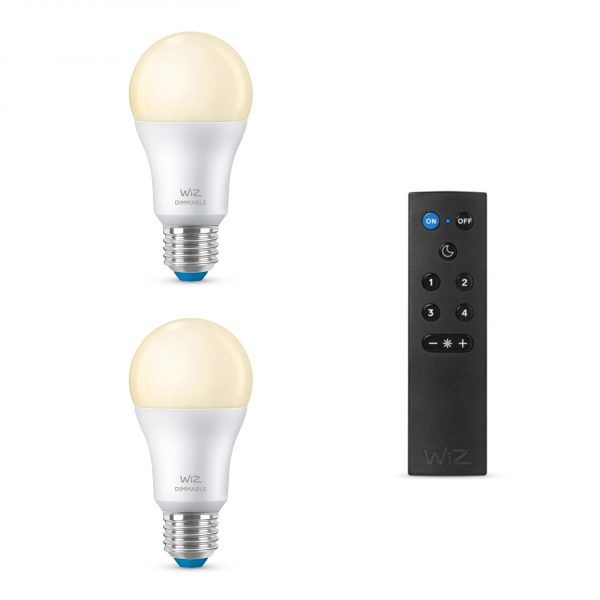 WiZ LED Pære E27 8W + WiZ WiZmote Fjernbetjening