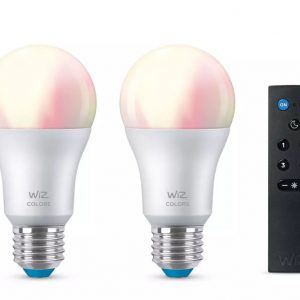 WiZ Smart LED-pærer E27 60W Color 2pk med fjernbetjening