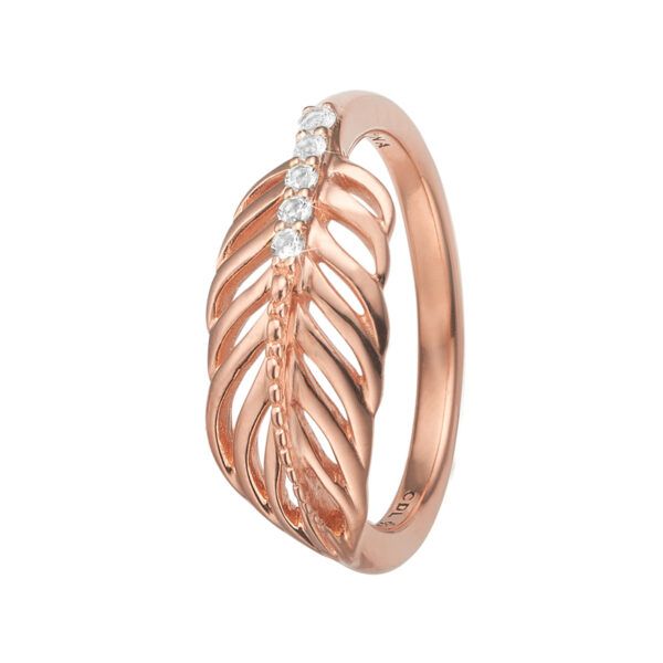 Christina Jewelry Feather ring i rosaforgyldt med topaser